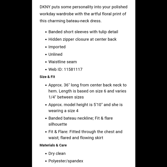 NWOT DKNY Bateau Neck Dress - Picture 4 of 5